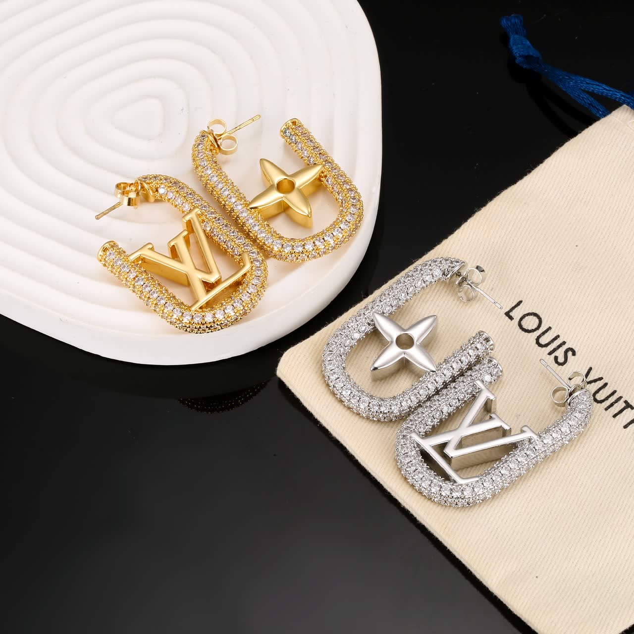 Louis Vuitton Crystal-Embellished Earrings